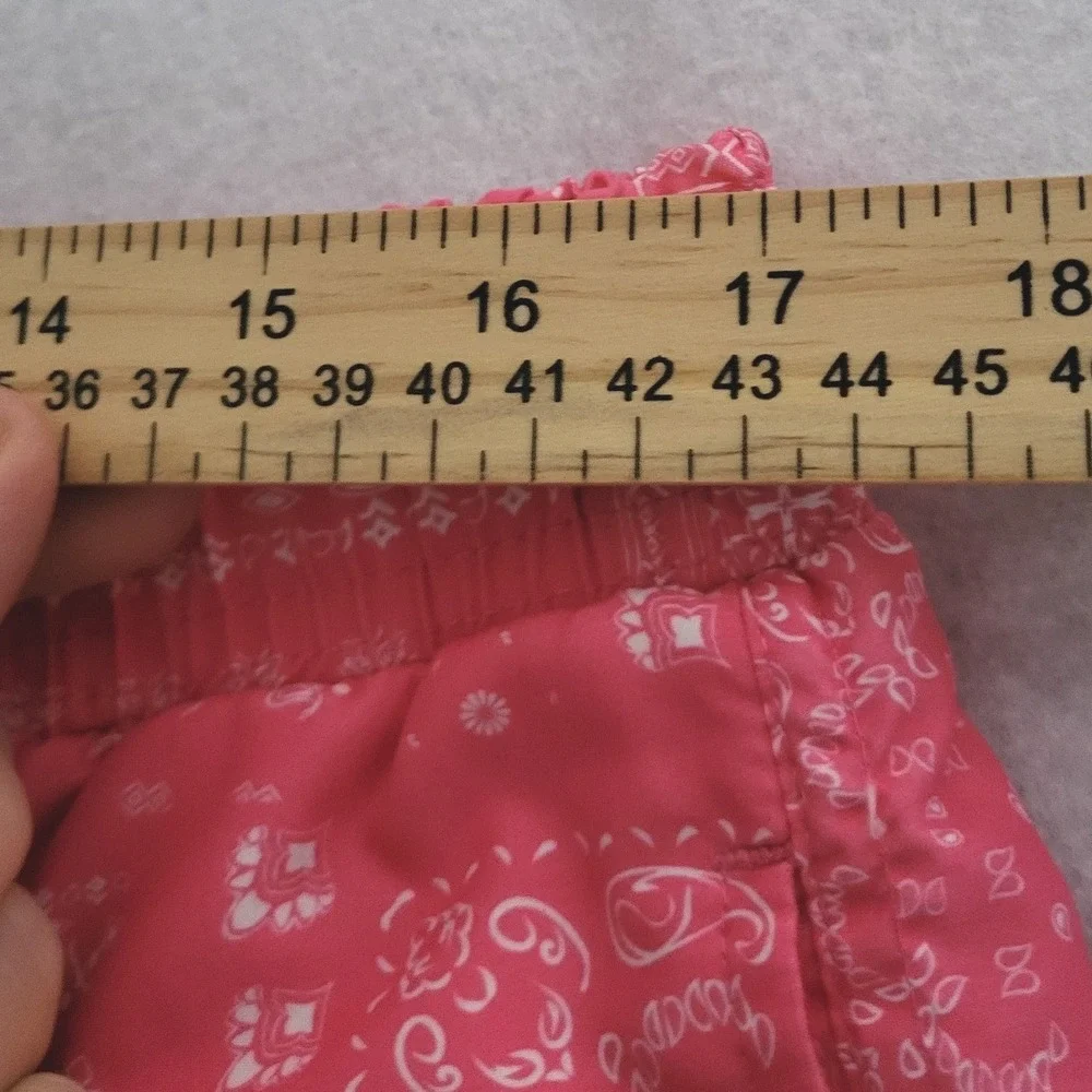 Distortion Mens XL Swim Trunks Shorts Pink Bandana Print‎ Elastic Waist Country